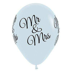 Amscan_OO Balloon - Printed Latex Mr & Mrs Fashion White Latex Balloons 30cm 25pk