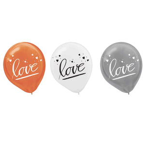 Amscan_OO Balloon - Printed Latex Navy Bride Latex love Balloons Assorted Colours 30cm 15pk