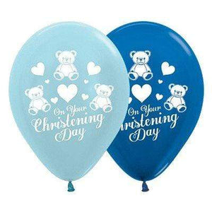 Amscan_OO Balloon - Printed Latex On Your Christening Day Blue & Dark Metallic Blue Latex Balloons 30cm 25pk