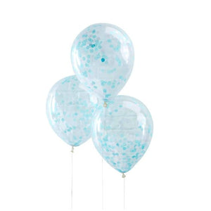 Balloon - Printed Latex Pick & Mix Blue Confetti Balloons 30cm 5pk