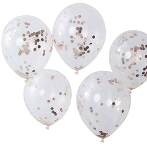 Balloon - Printed Latex Pick & Mix Rose Gold Confetti Balloons 30cm 5pk