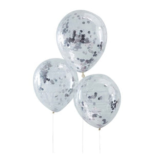 Balloon - Printed Latex Pick & Mix Silver Confetti Balloons 30cm 5pk