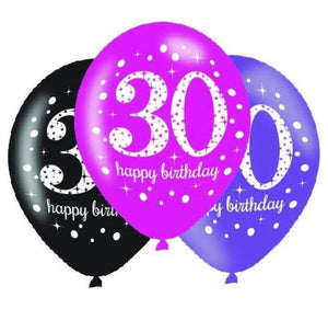 Amscan_OO Balloon - Printed Latex Pink Celebration 30th Latex Balloon 30cm 6pk