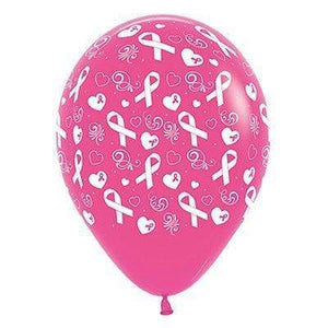 Amscan_OO Balloon - Printed Latex Pink Ribbon Fashion Fuchsia Latex Balloons 30cm 6pk