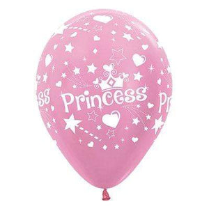 Amscan_OO Balloon - Printed Latex Princess Theme Satin Pearl Pink Latex Balloons 30cm 6pk