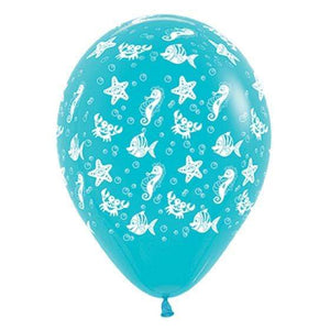 Amscan_OO Balloon - Printed Latex Sea Creatures Fashion Caribbean Blue Latex Balloons 30cm 25pk