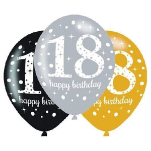 Amscan_OO Balloon - Printed Latex Sparkling Celebration 18th Latex Balloon 30cm 6pk