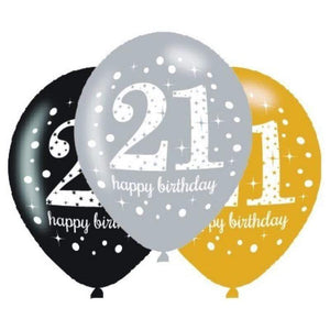 Amscan_OO Balloon - Printed Latex Sparkling Celebration 21st Latex Balloon 30cm 6pk