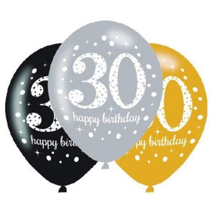 Amscan_OO Balloon - Printed Latex Sparkling Celebration 30th Latex Balloon 30cm 6pk