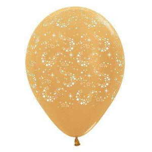 Amscan_OO Balloon - Printed Latex Sparkling Stars Metallic Gold Latex Balloons 30cm 6pk