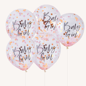 Balloon - Printed Latex Twinkle Twinkle Confetti Balloons Baby Girl Pink 30cm 5pk