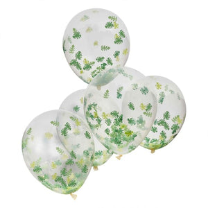 Balloon - Printed Latex Wild Jungle Jungle Leaf Confetti Filled Balloon Bundle 30cm 5pk