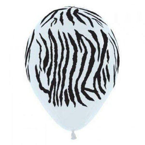 Amscan_OO Balloon - Printed Latex Zebra Animal Print Fashion Black & White Latex Balloons 12pk