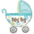 Baby Buggy Boy SuperShape Foil Balloon 71cm x 79cm Each
