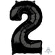 Amscan_OO Balloon - Supershapes, Numbers & Letters Black Numeral 2 Mid-Size Shape Foil Balloon Balloon 66cm Each