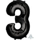 Amscan_OO Balloon - Supershapes, Numbers & Letters Black Numeral 3 Supershape Foil Balloon 86cm Each