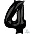 Black Numeral 4 Mid-Size Shape Foil Balloon Balloon 66cm Each
