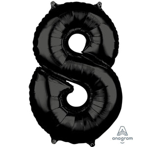 Amscan_OO Balloon - Supershapes, Numbers & Letters Black Numeral 8 Mid-Size Shape Foil Balloon Balloon 66cm Each