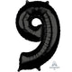 Amscan_OO Balloon - Supershapes, Numbers & Letters Black Numeral 9 Mid-Size Shape Foil Balloon Balloon 66cm Each