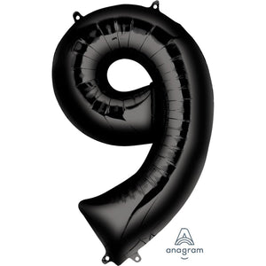 Amscan_OO Balloon - Supershapes, Numbers & Letters Black Numeral 9 Supershape Foil Balloon 86cm Each