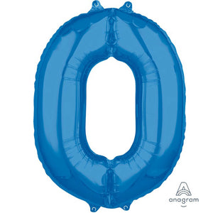 Amscan_OO Balloon - Supershapes, Numbers & Letters Blue Numeral 0 Mid-Size Shape Foil Balloon Balloon 66cm Each