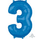 Amscan_OO Balloon - Supershapes, Numbers & Letters Blue Numeral 3 Mid-Size Shape Foil Balloon Balloon 66cm Each