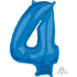 Blue Numeral 4 Mid-Size Shape Foil Balloon Balloon 66cm Each