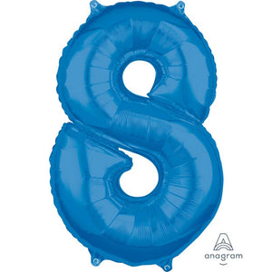 Amscan_OO Balloon - Supershapes, Numbers & Letters Blue Numeral 8 Mid-Size Shape Foil Balloon Balloon 66cm Each