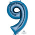 Blue Numeral 9 Supershape Foil Balloon 86cm Each