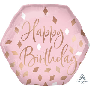 Amscan_OO Balloon - Supershapes, Numbers & Letters Blush Happy Birthday Supershape Foil Balloon 58cm x 55cm Each