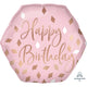 Amscan_OO Balloon - Supershapes, Numbers & Letters Blush Happy Birthday Supershape Foil Balloon 58cm x 55cm Each