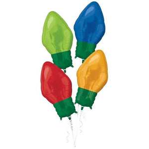 Amscan_OO Balloon - Supershapes, Numbers & Letters Christmas Light Bulbs Decorator Kit Supershape Foil Balloon 27cm x 55cm Each