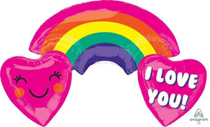 Amscan_OO Balloon - Supershapes, Numbers & Letters ColorBlast Rainbow with Hearts I Love You Supershape Foil Balloon 93cm x 55cm Each