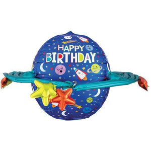 Amscan_OO Balloon - Supershapes, Numbers & Letters Colourful Galaxy Happy Birthday Supershape Self Sealing Foil Balloon 73cm x 50cm Each