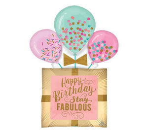 Amscan_OO Balloon - Supershapes, Numbers & Letters Fabulous Happy Birthday Gift SuperShape Foil Balloon 58cm x 81cm Each