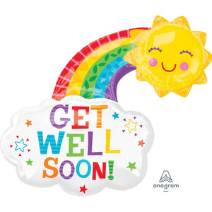 Amscan_OO Balloon - Supershapes, Numbers & Letters Get Well Soon Happy Rainbow Supershape Foil Balloon 76cm Each