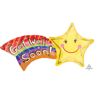 Amscan_OO Balloon - Supershapes, Numbers & Letters Get Well Soon Shooting Star Supershape Foil Balloon 69cm x 56cm Each