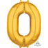 Gold Numeral 0 Mid-Size Shape Foil Balloon Balloon 66cm Each
