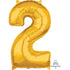 Gold Numeral 2 Mid-Size Shape Foil Balloon Balloon 66cm Each