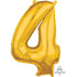 Gold Numeral 4 Mid-Size Shape Foil Balloon Balloon 66cm Each
