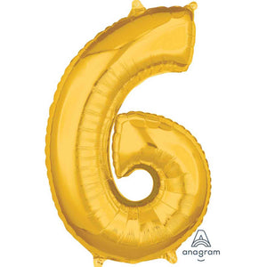 Amscan_OO Balloon - Supershapes, Numbers & Letters Gold Numeral 6 Mid-Size Shape Foil Balloon Balloon 66cm Each