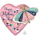 Amscan_OO Balloon - Supershapes, Numbers & Letters Happy Mother's Day Butterfly & Heart Supershape Foil Balloon 66cm x 60cm Each