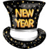Happy New Year Pop Clink Cheers Top Hat SuperShape Foil Balloon 53cm x 60cm Each