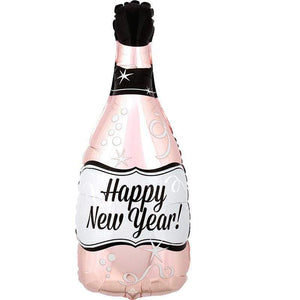 Amscan_OO Balloon - Supershapes, Numbers & Letters Happy New Year Rose Gold Bubbly Bottle Supershape Foil Balloon 25cm x 66cm Each