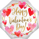 Balloon - Supershapes, Numbers & Letters Happy Valentine's Day Satin Watercolour Foil Balloon 55cm Each