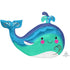 Happy Whale Supershape Foil Balloon 86cm x 60cm Each