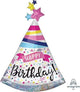 Amscan_OO Balloon - Supershapes, Numbers & Letters Holographic Happy Birthday Hat Sparkle Banner Supershape Foil Balloon