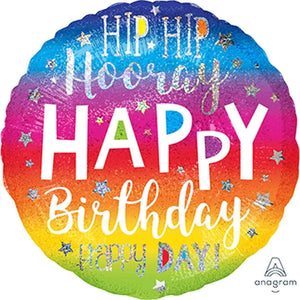 Amscan_OO Balloon - Supershapes, Numbers & Letters Holographic Hip Hip Hooray Birthday Supershape Foil Balloon 71cm Each