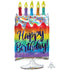 Holographic Iridescent Cake Happy Birthday SuperShape Foil Balloon 38cm x 76cm Each