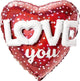 Balloon - Supershapes, Numbers & Letters Holographic Love Hearts & Dots Supershape Foil Balloon 91cm Each